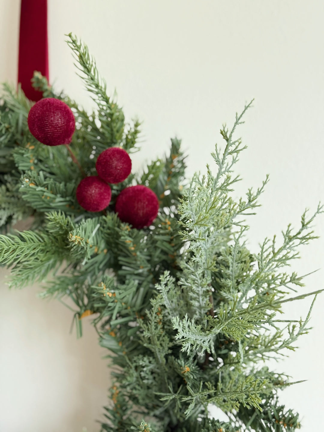 Crimson Velvet Christmas Wreath