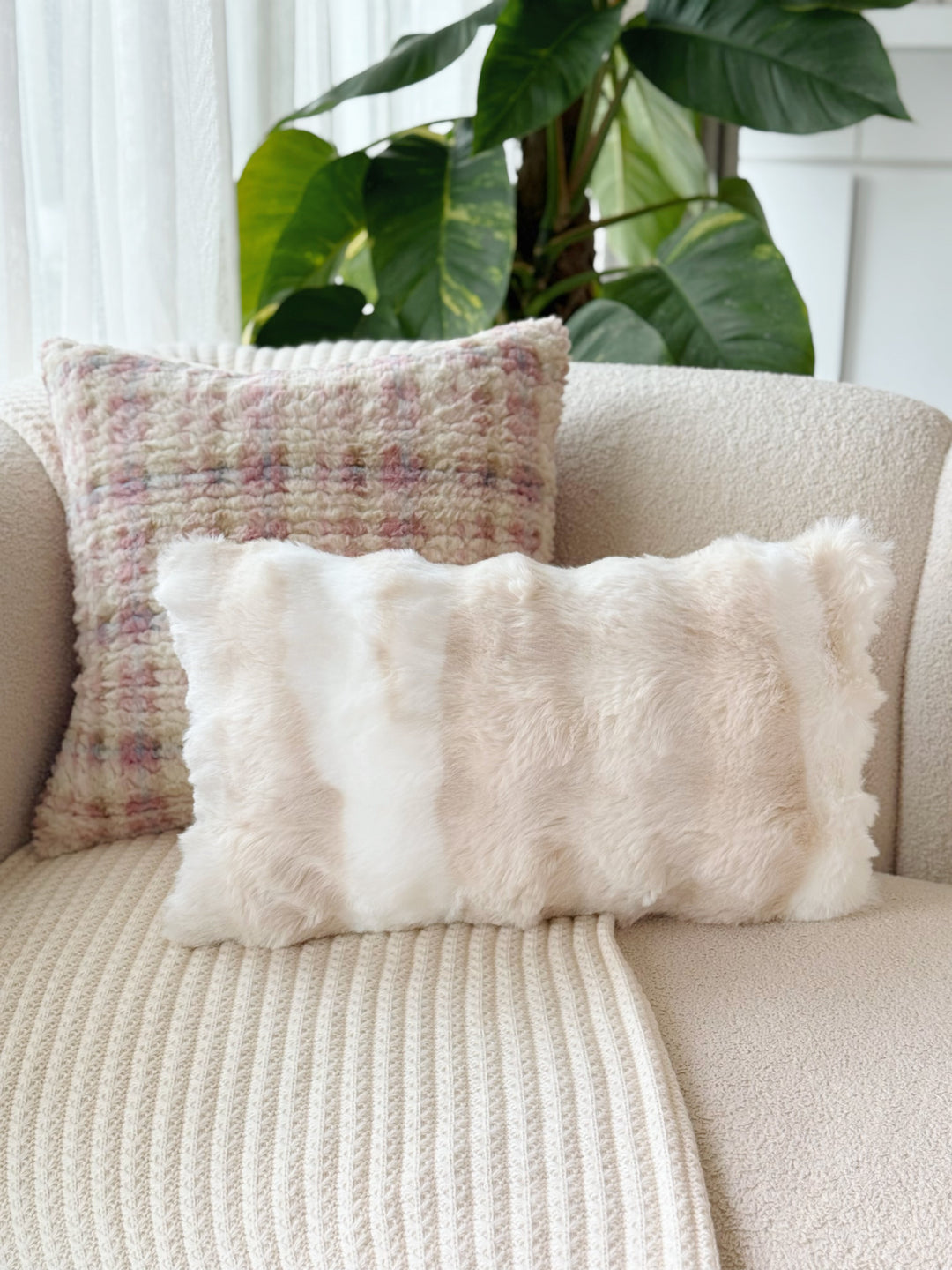 Blushloom Plush Check Cushion Cover