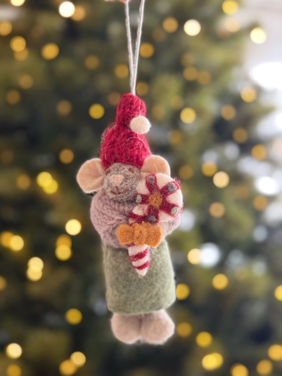 Lollipop Mouse Wool Felt Ornament