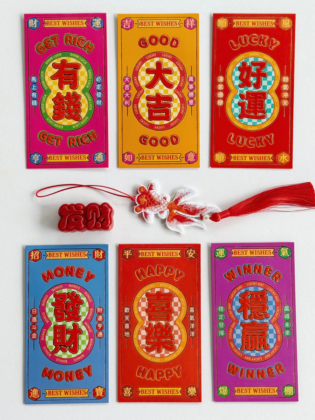 Bold Wishes Typography Red Packet Set (Set of 6)