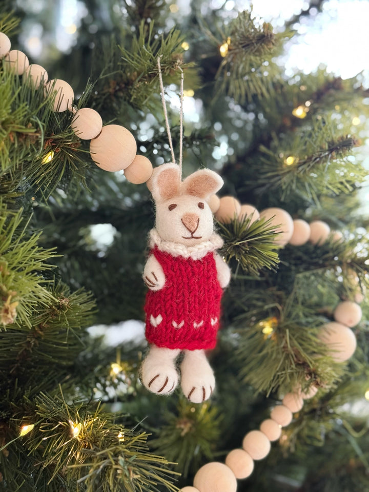 Winter Knit Bunny Felt Ornament