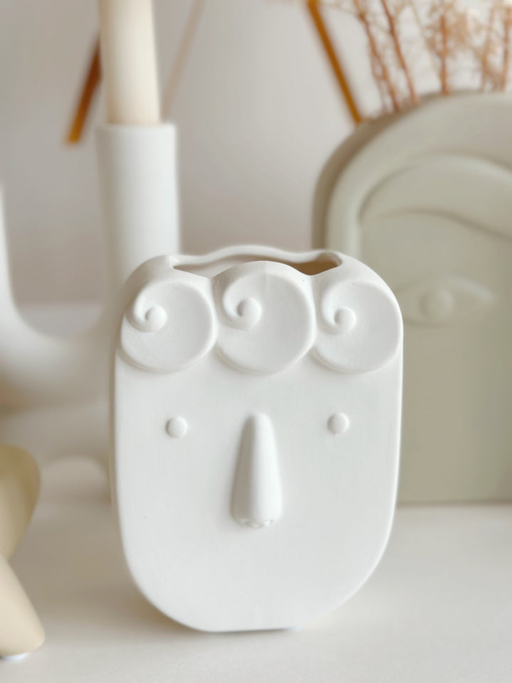 CurlyVisage: Matte Porcelain Persona Vase