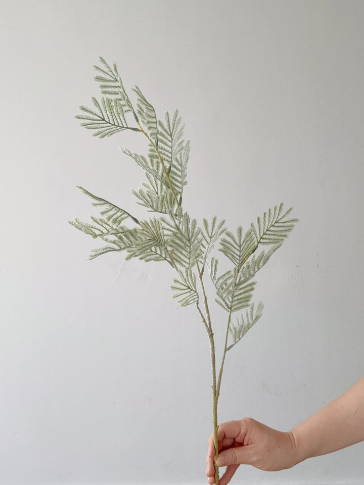 Faux Flocked Mimosa Branch