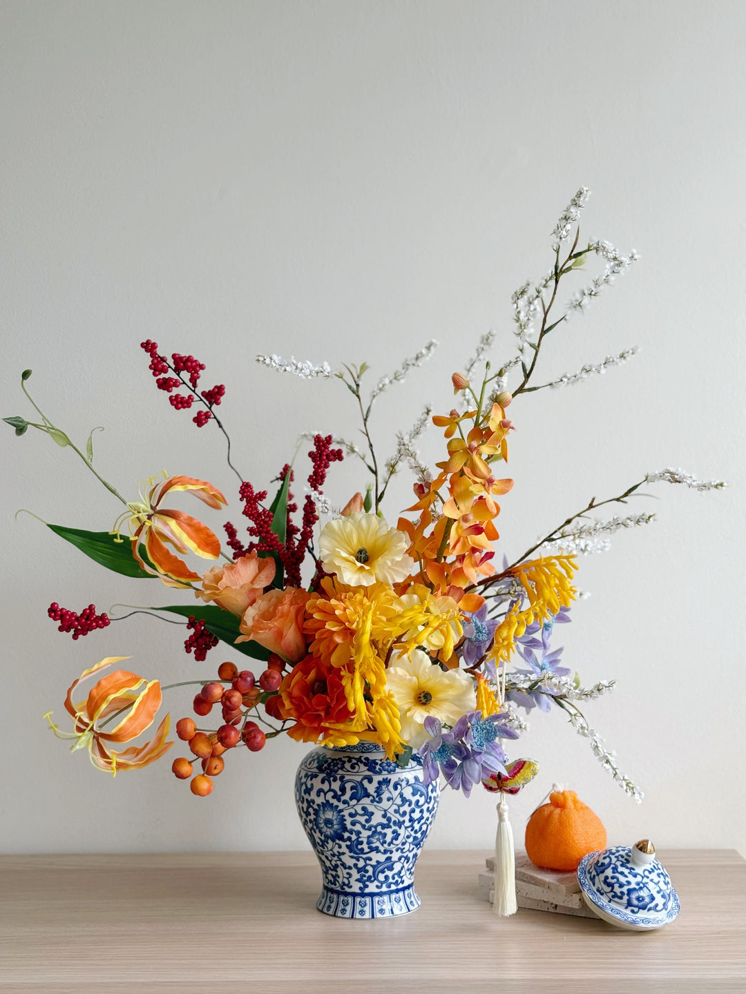 花开富贵 Blooming Prosperity Display In The Vase (1-sided)