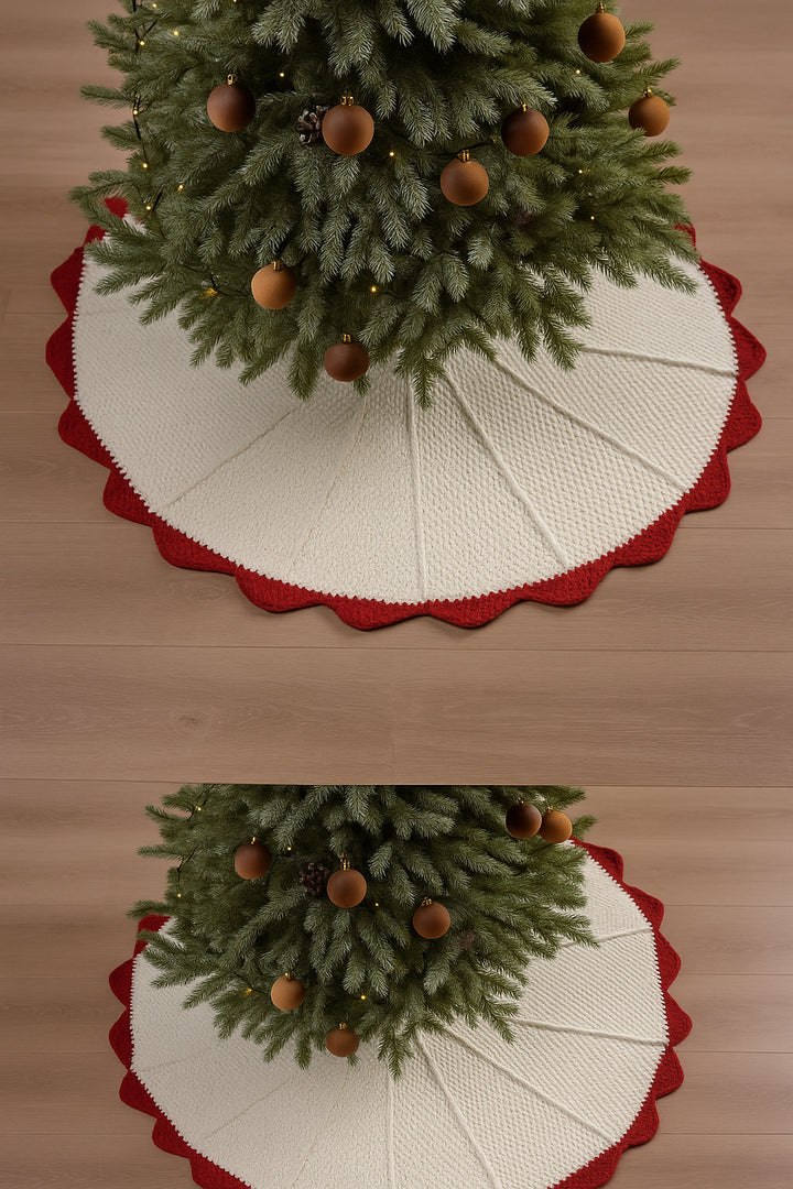 Peppermint Trim Knit Tree Skirt
