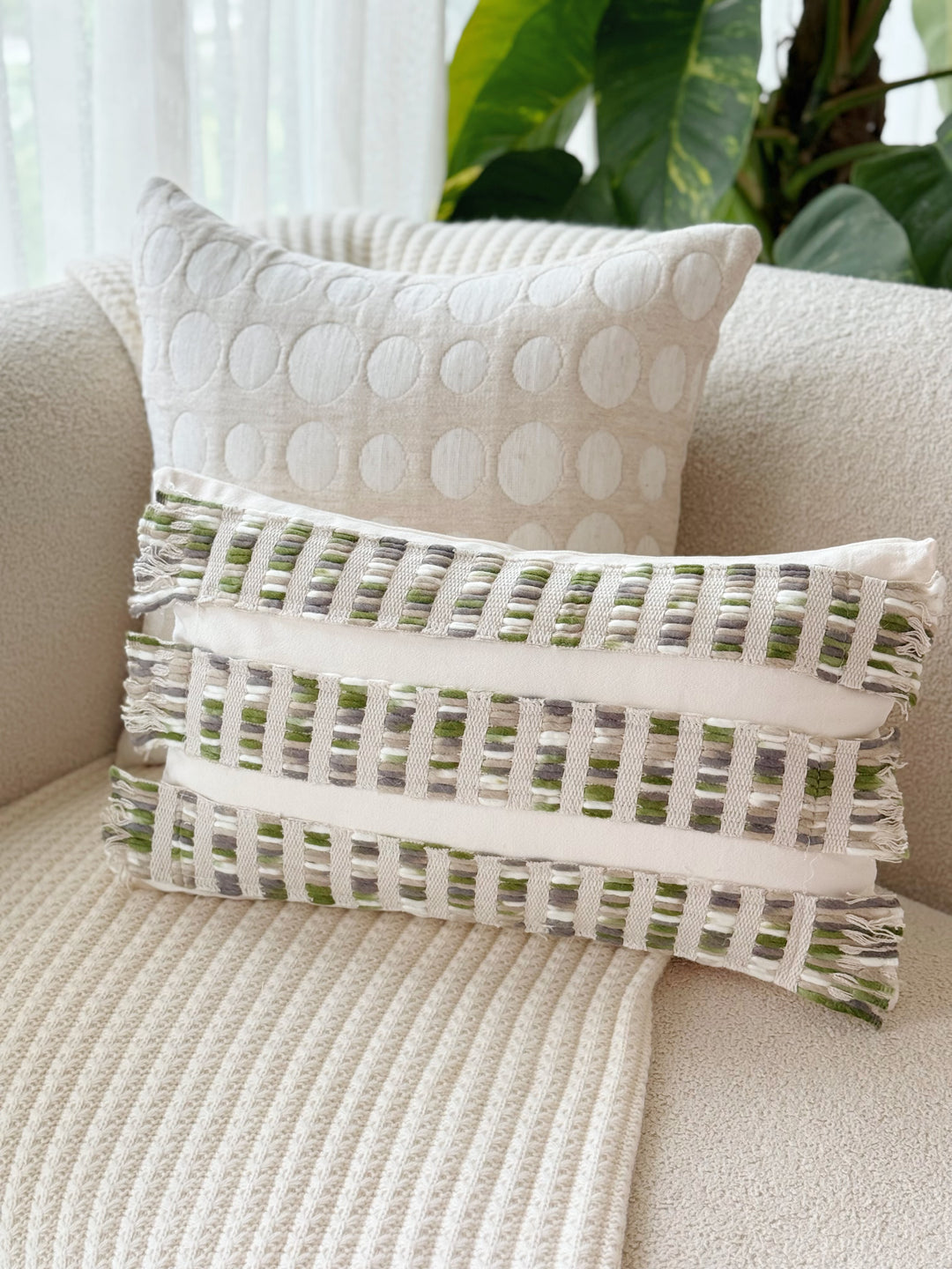 Verdant Loom Fringe Waist Cushion Cover