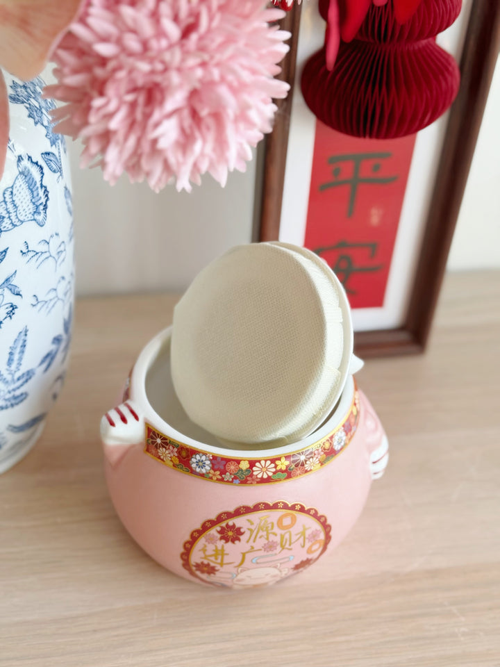 Smiling Fortune Cat Porcelain Storage Jar (2 options)