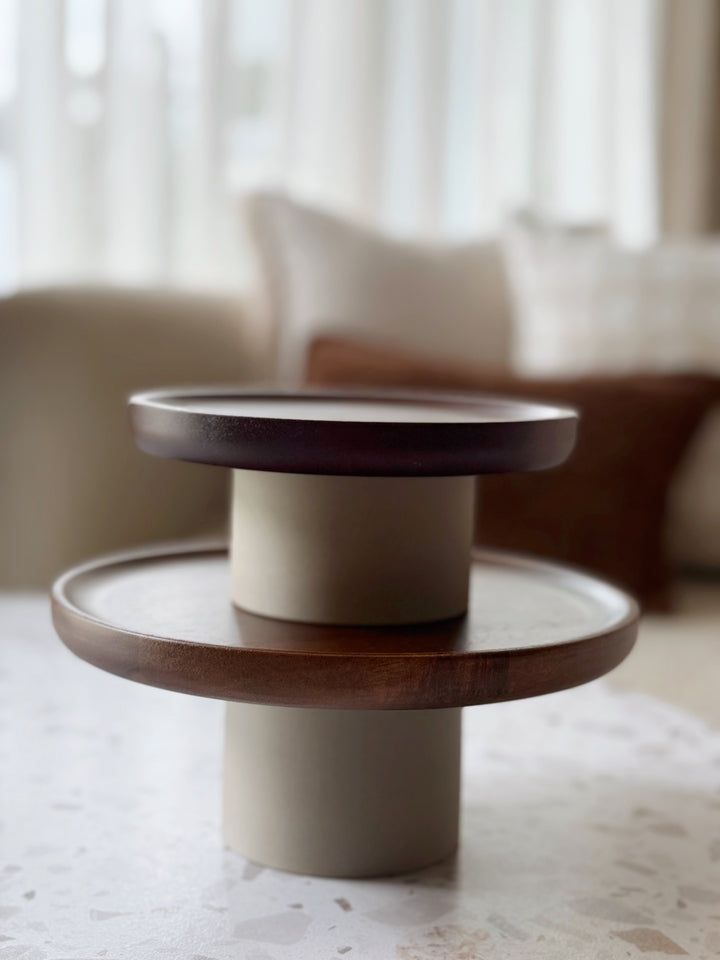 Acacia & Stone Pedestal Stand (2 sizes)