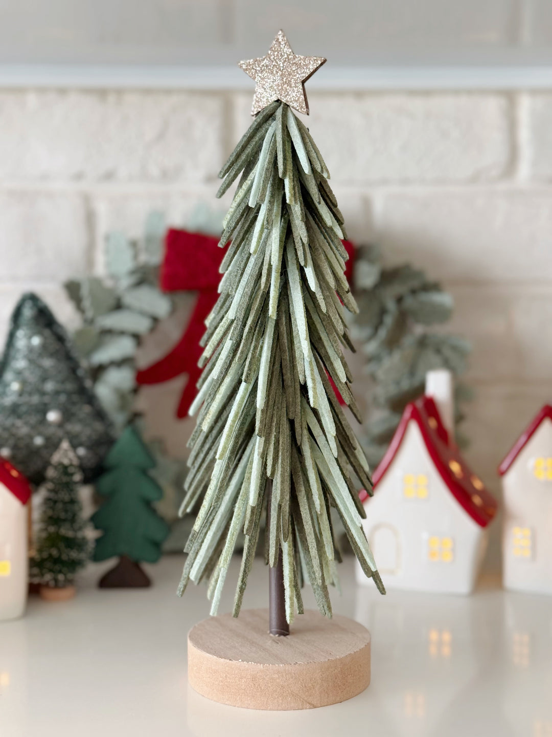 Sage Fringe Felt Trees (2 Sizes)