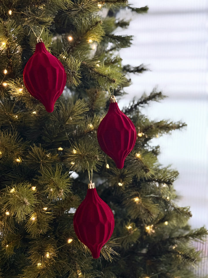 Ruby Elegance Velvet Finial Ornaments (set of 6)