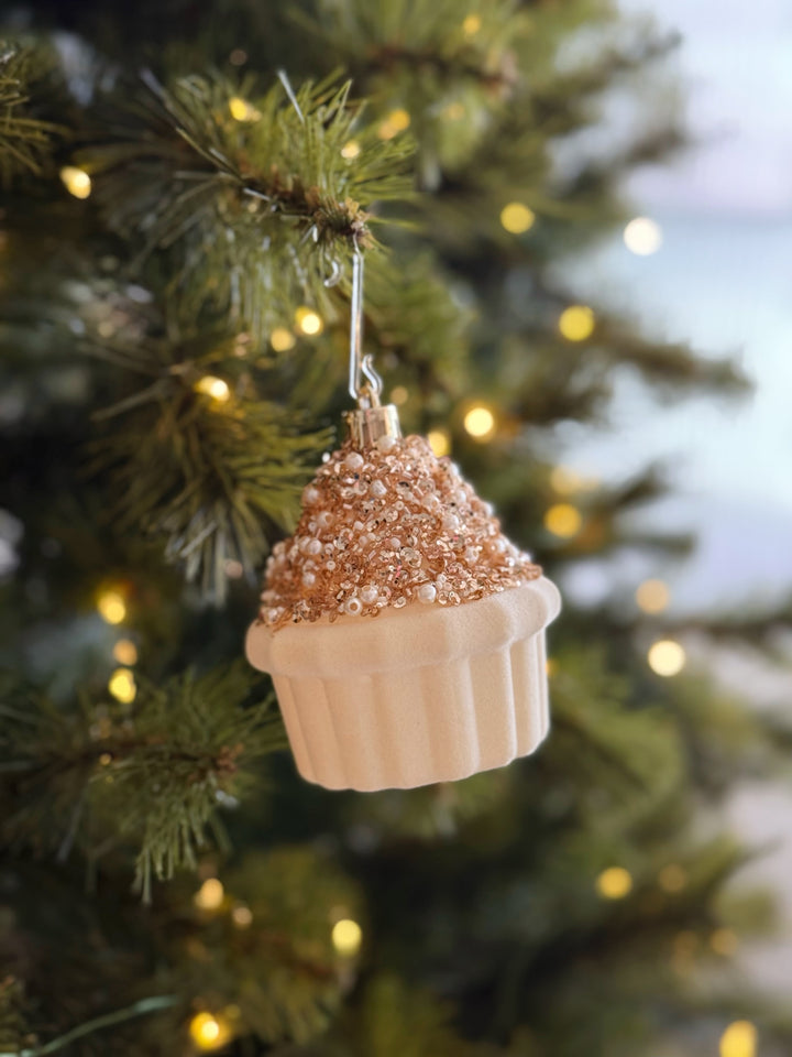 Golden Frost Cupcake Ornament Set (set of 4)