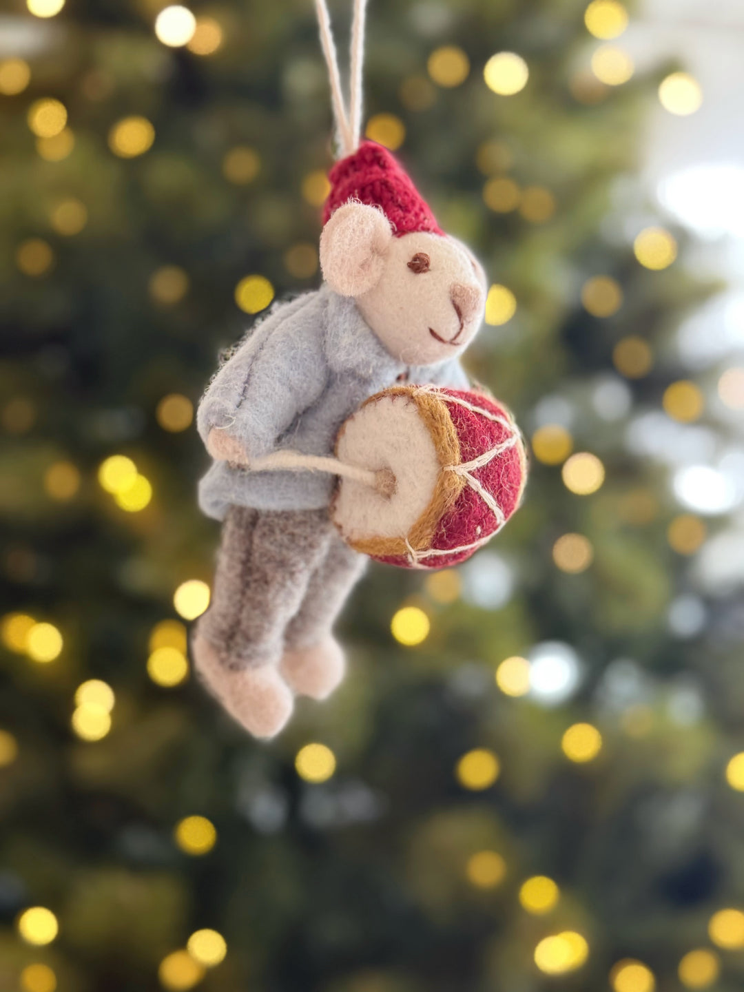 Little Drummer Mouse Wool Felt Ornament