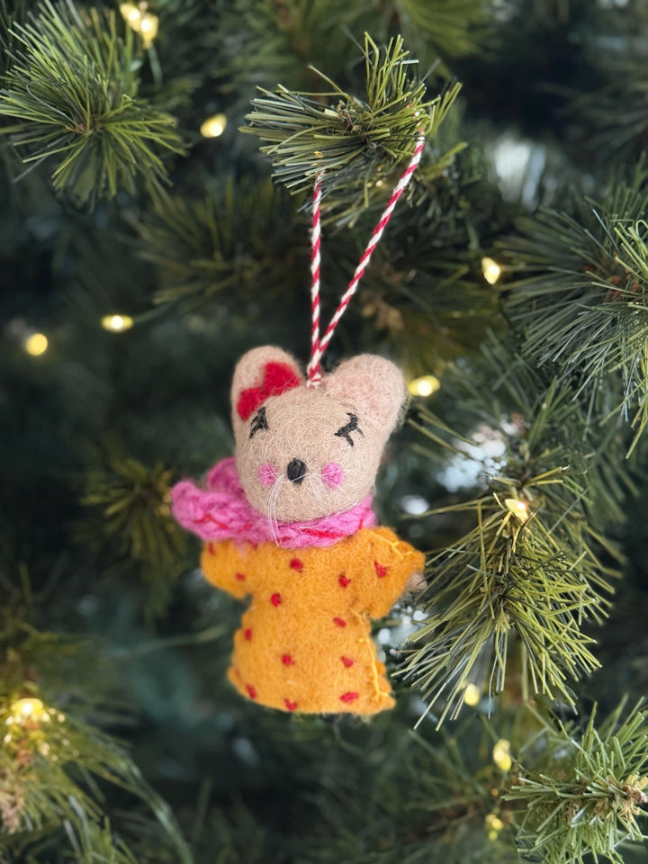 Cat in Dress Felt Ornament
