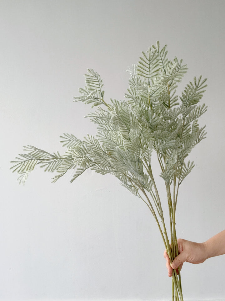 Faux Flocked Mimosa Branch