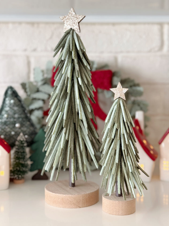 Sage Fringe Felt Trees (2 Sizes)