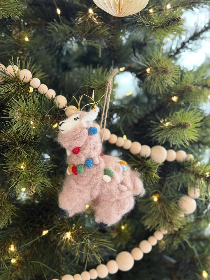Pom Garland Llama Felt Ornament