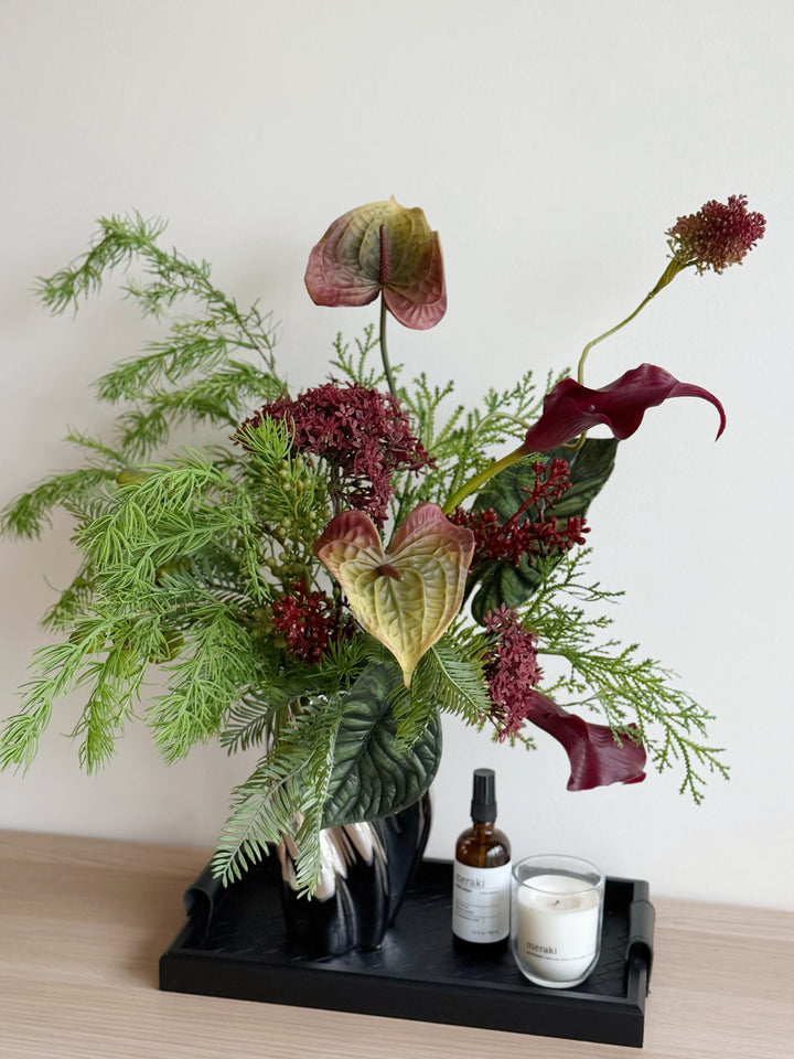 Evergreen & Merlot Harmony In The Vase Pot (1-sided)