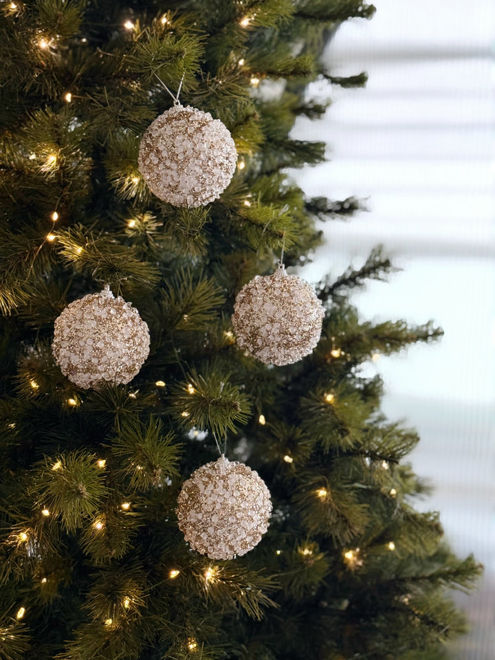 Champagne Sugar Sparkle 8cm Bauble Set (set of 4)