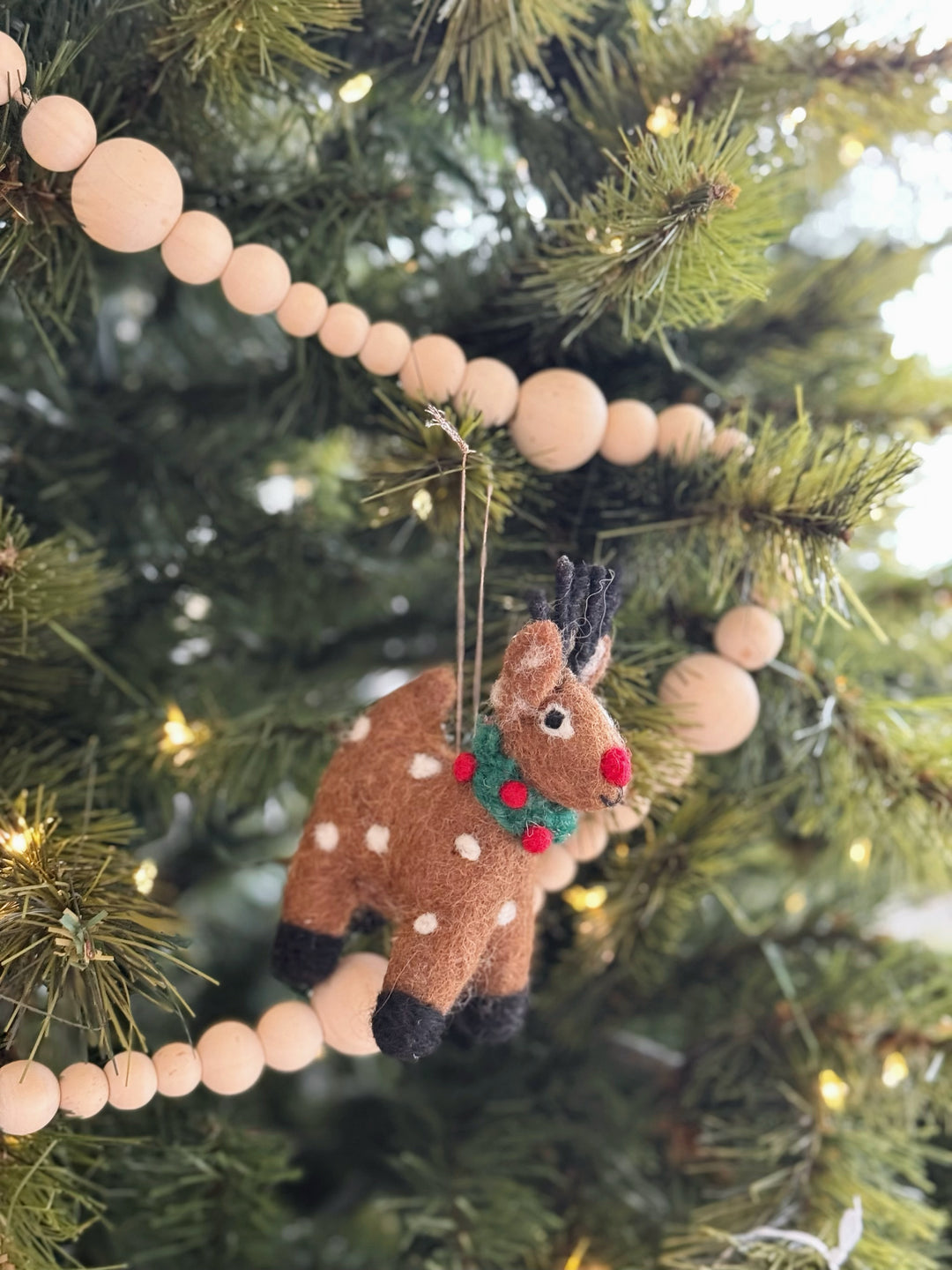 Red-Nose Reindeer Felt Ornament