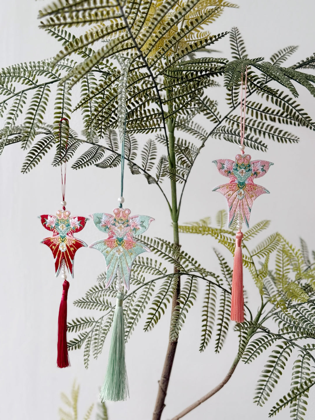 Flying Fortune Embroidered Kite Tassel Charm (3 colours)