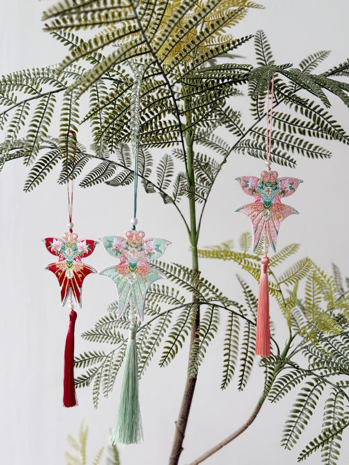 Flying Fortune Embroidered Kite Tassel Charm (3 colours)