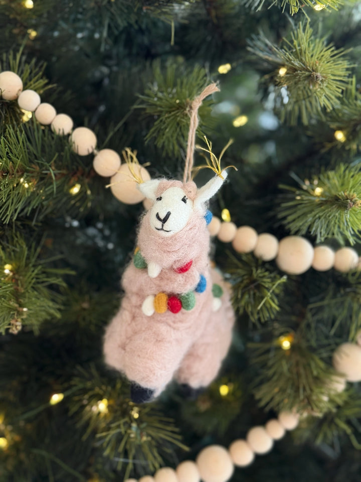 Pom Garland Llama Felt Ornament