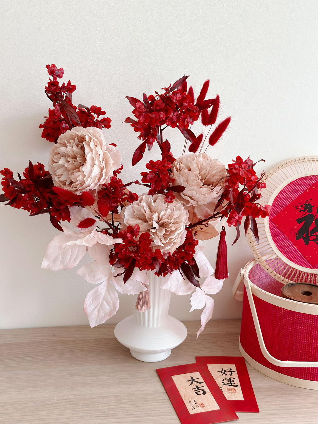 Crimson Elegance Floral in the Vase (1-sided)