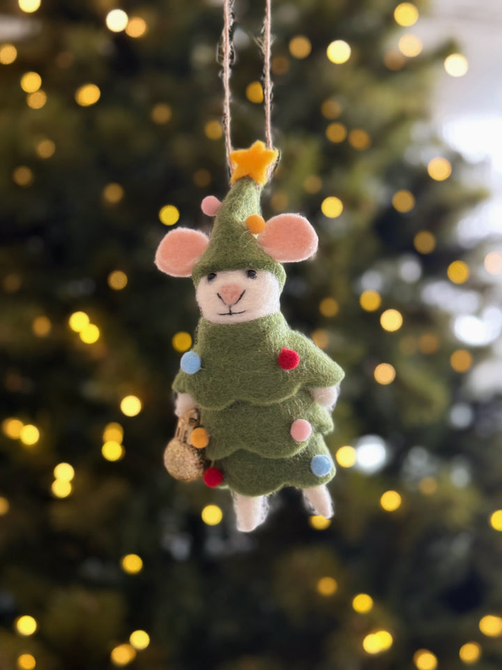 Christmas Tree Mouse Felt Ornament