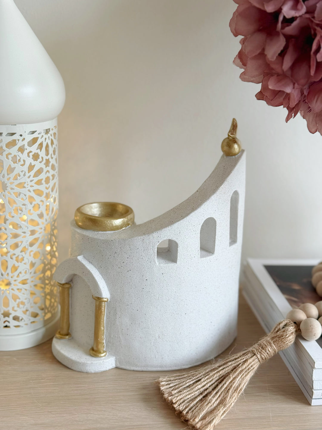 Golden Crescent Courtyard Tealight Holder