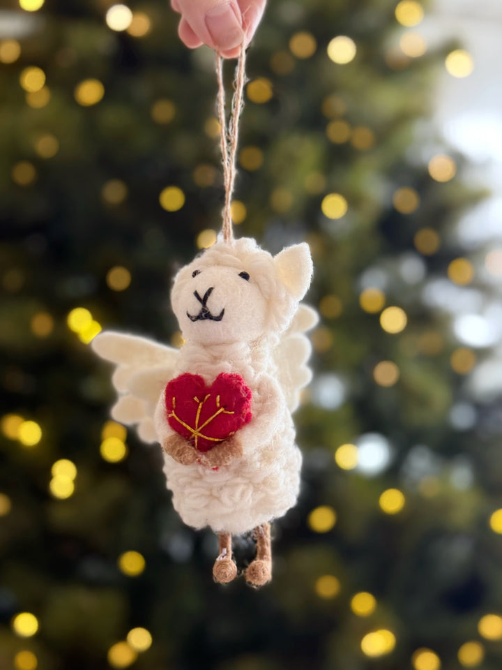Sweetheart Angel Sheep Wool Felt Ornament