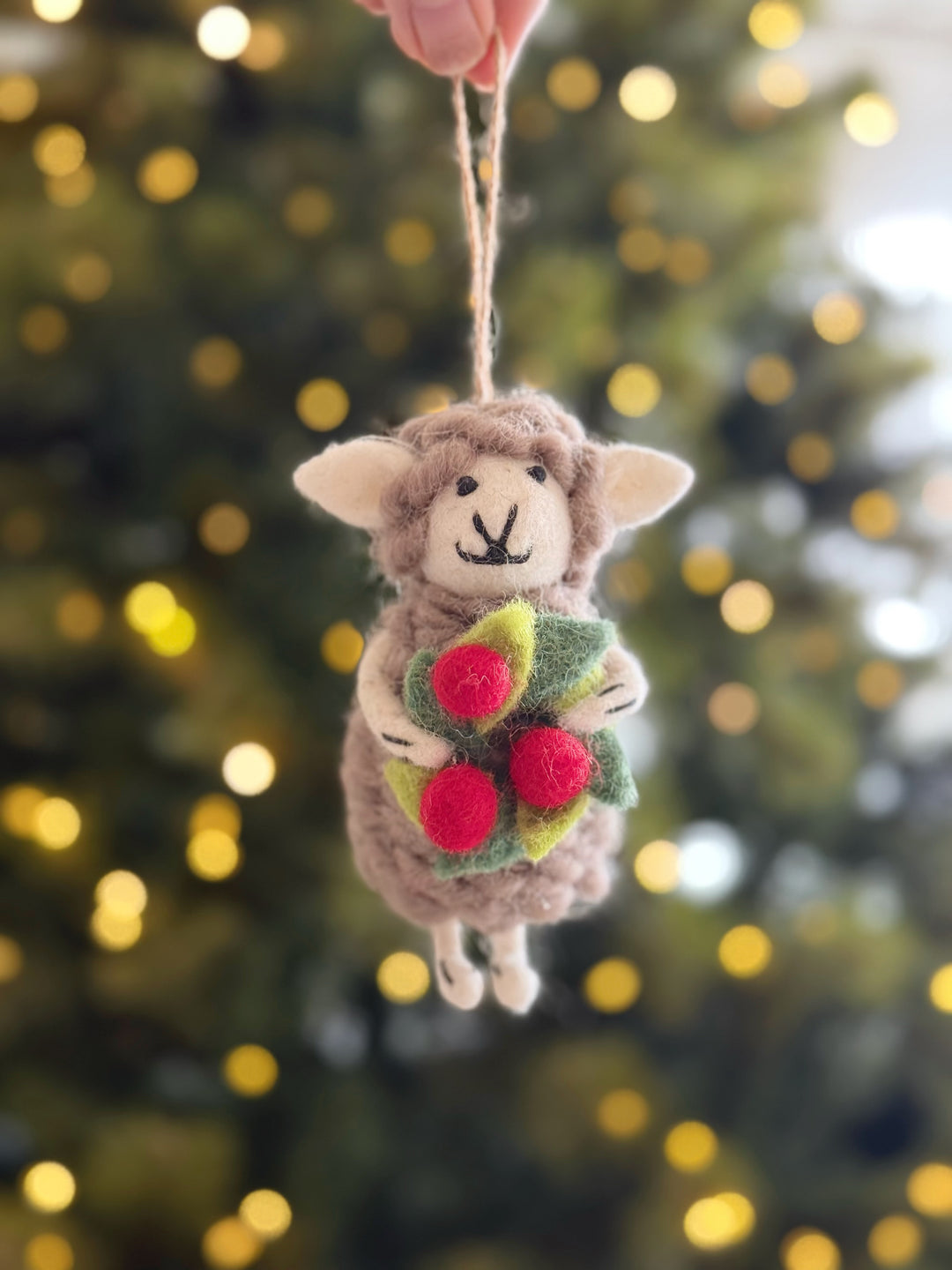 Berry Wreath Sheep Wool Felt Ornament
