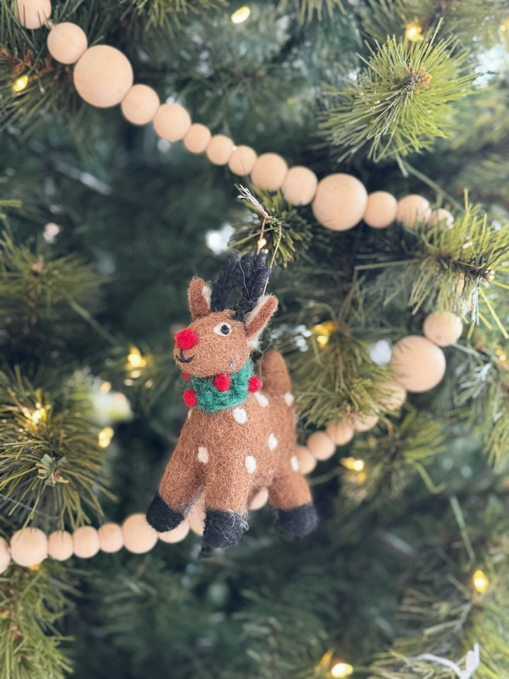 Red-Nose Reindeer Felt Ornament