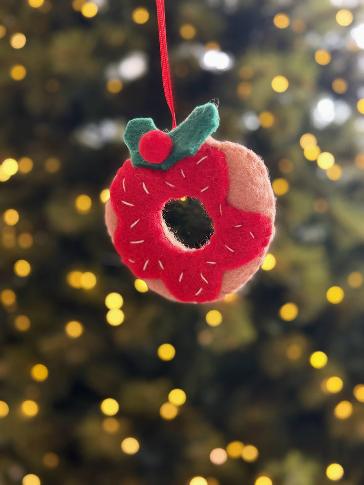 Christmas Sprinkle Doughnut Felt Ornament