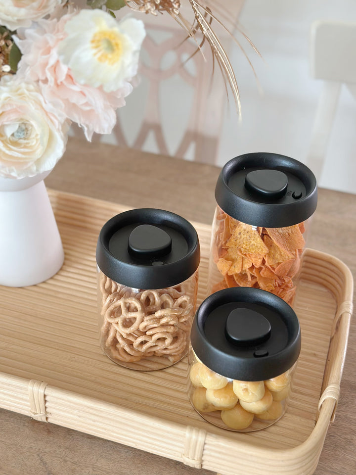 PRE-ORDER (9-15 May): SleekSeal Glass Jar Set - Black (set of 3)