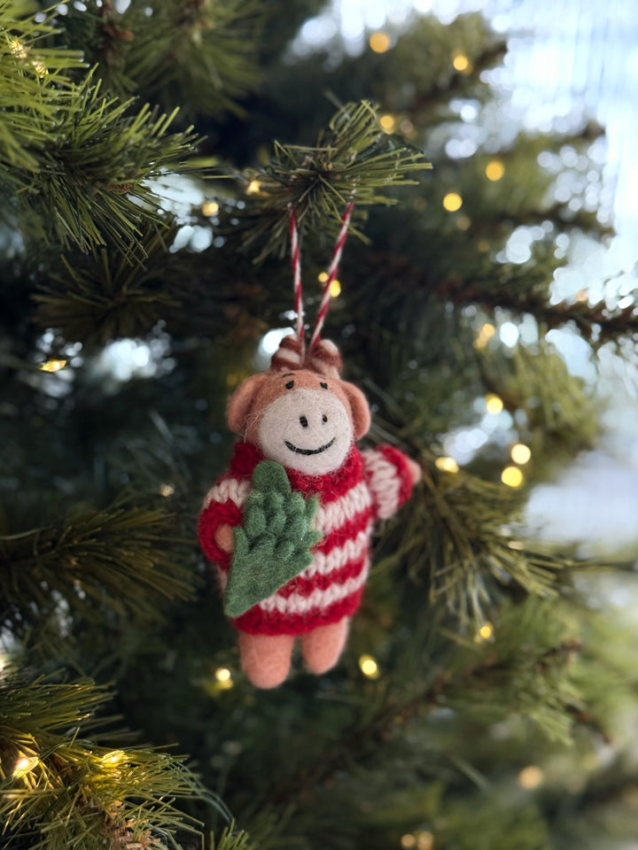 Cow in Sweater Felt Ornament
