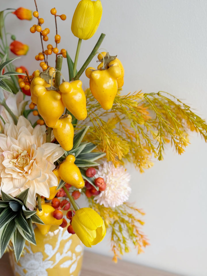 金玉满堂 Opulent Prosperity Arrangement In The Vase (1-sided)