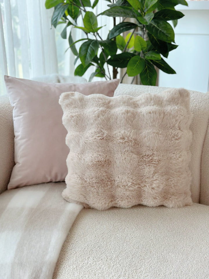 Latte Faux Mink Fur Cushion Cover