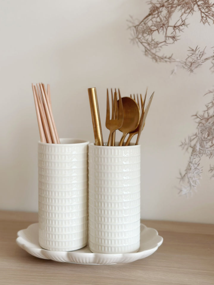 PRE-ORDER (13-19 May): Waffle Cylinder Cutlery Holder