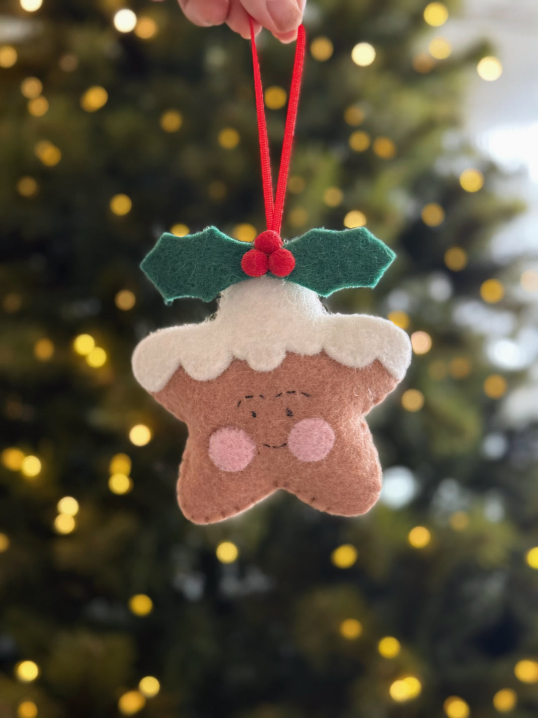 Frosted Gingerbread Star Felt Ornament