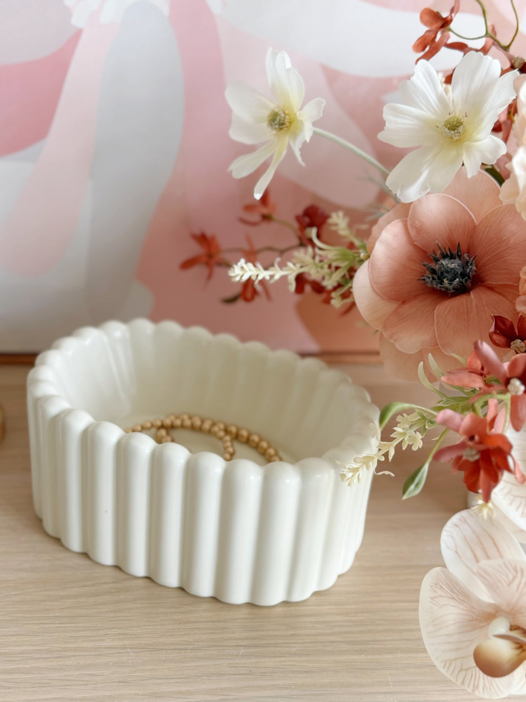 Ivory Ripple Porcelain Organiser Tray