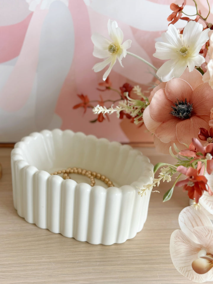 Ivory Ripple Porcelain Organiser Tray
