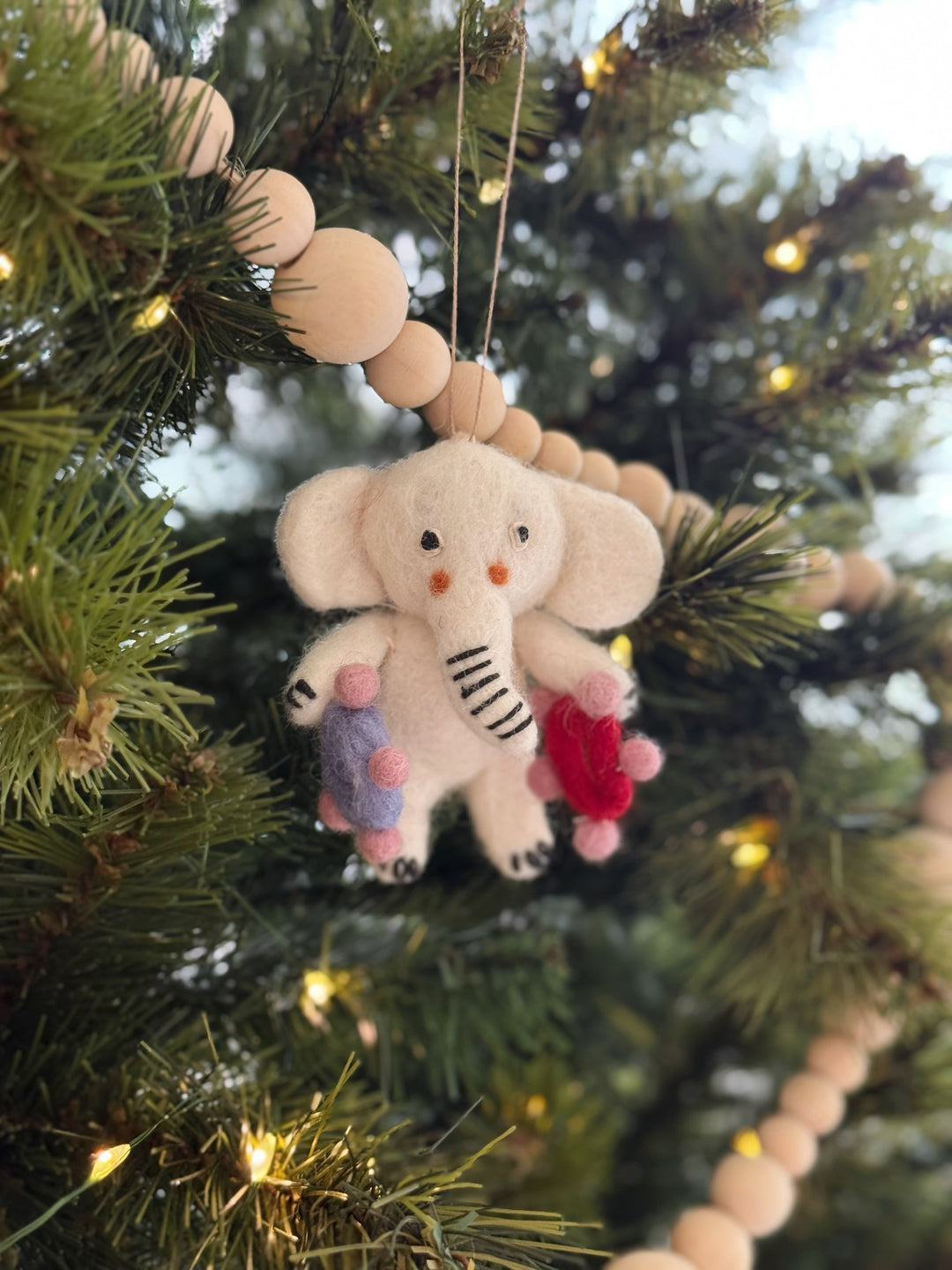 Cuddle Time Elephant Felt Ornament