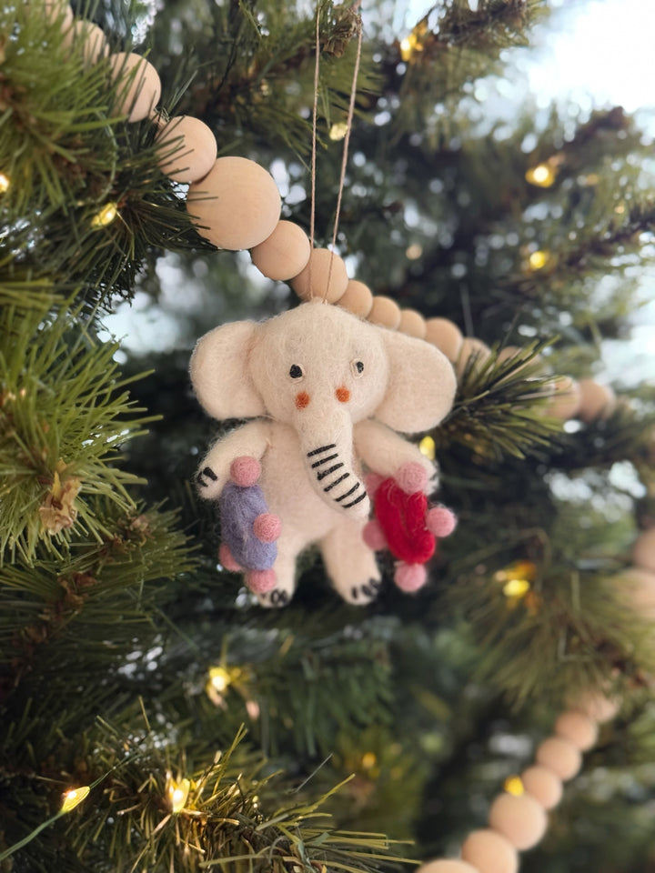 Cuddle Time Elephant Felt Ornament