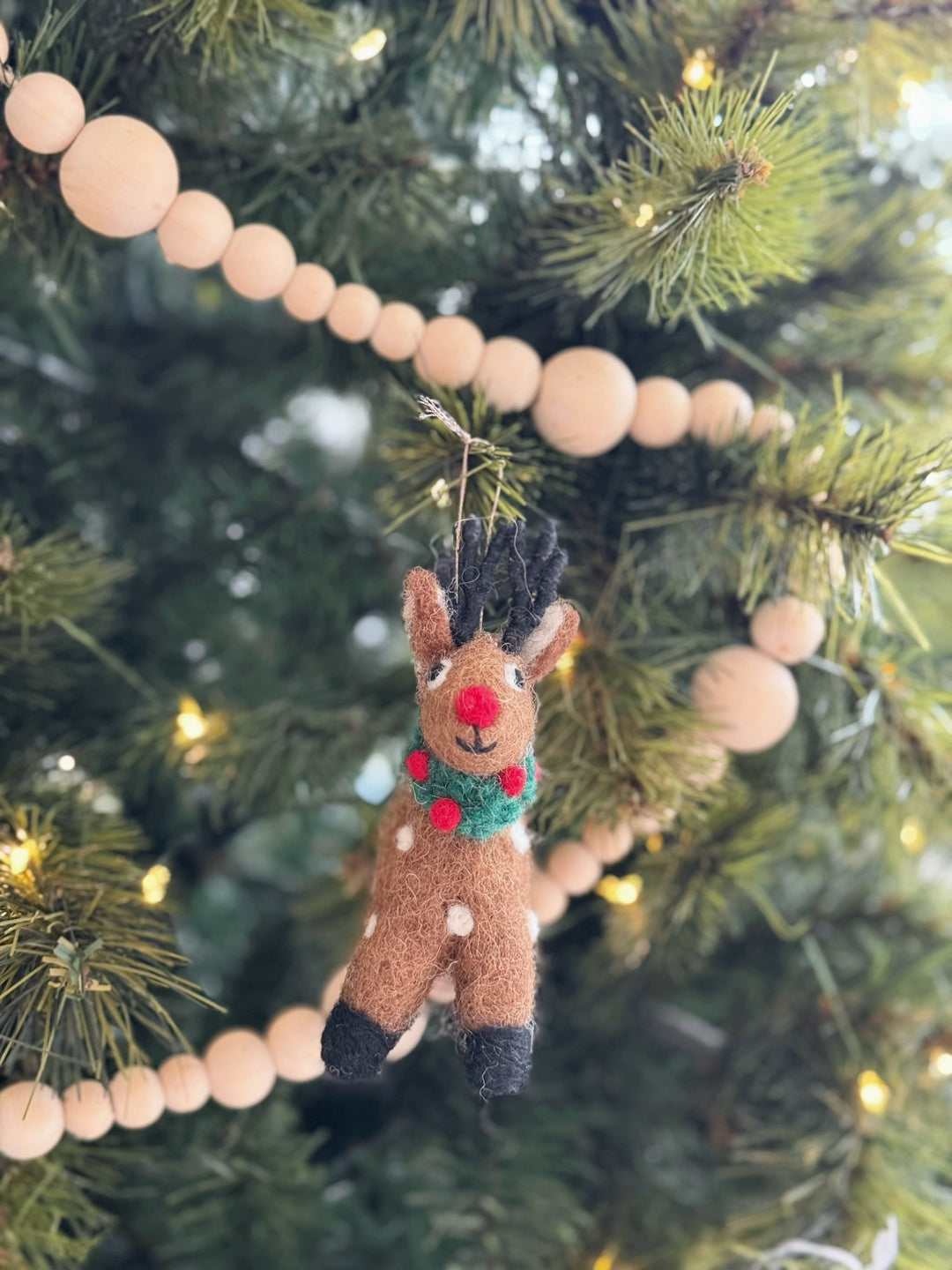 Red-Nose Reindeer Felt Ornament