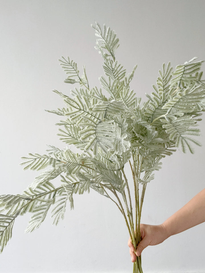 Faux Flocked Mimosa Branch