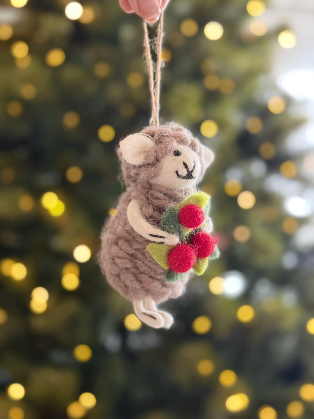 Berry Wreath Sheep Wool Felt Ornament