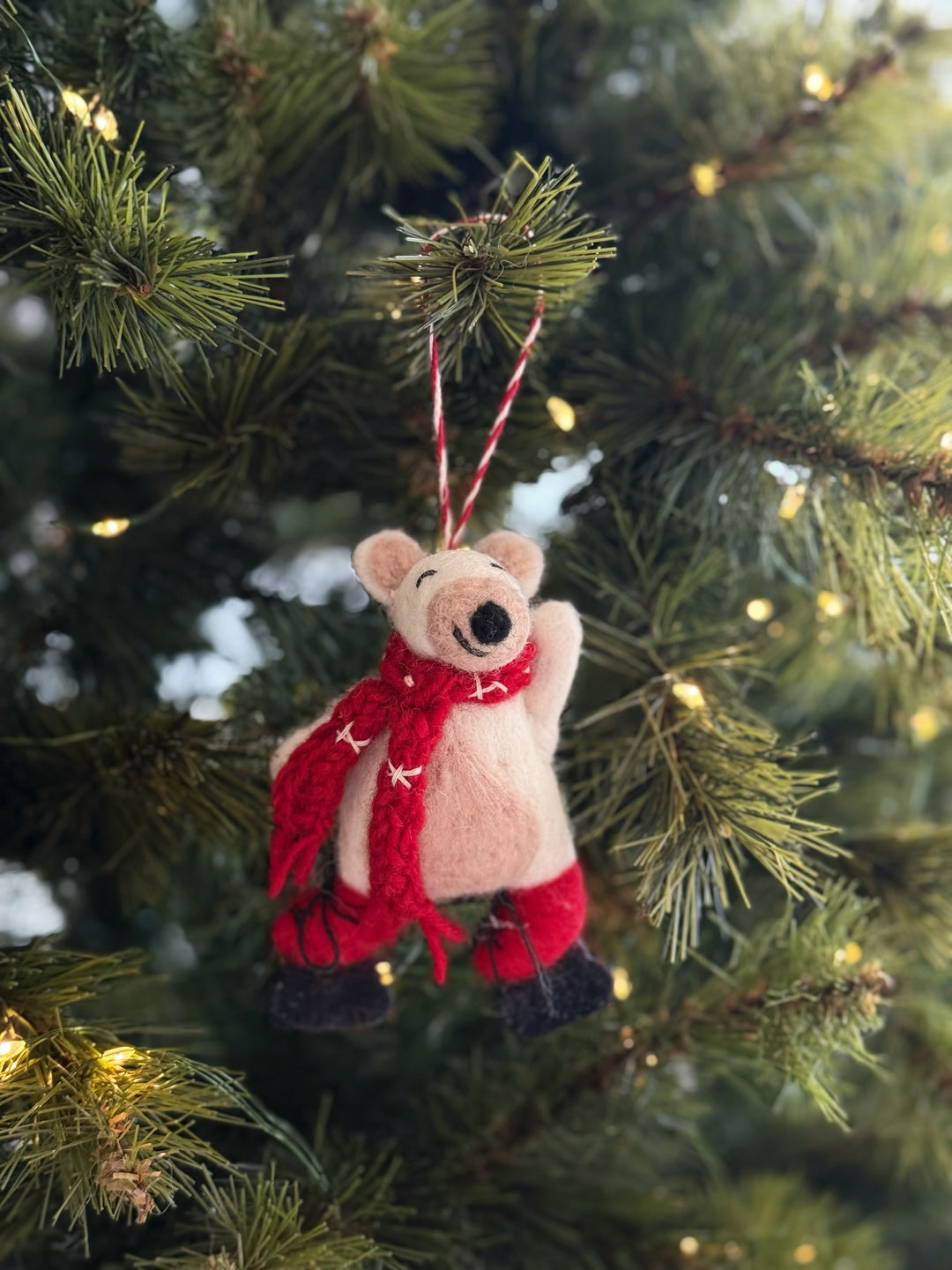 Skating Bear Felt Ornament