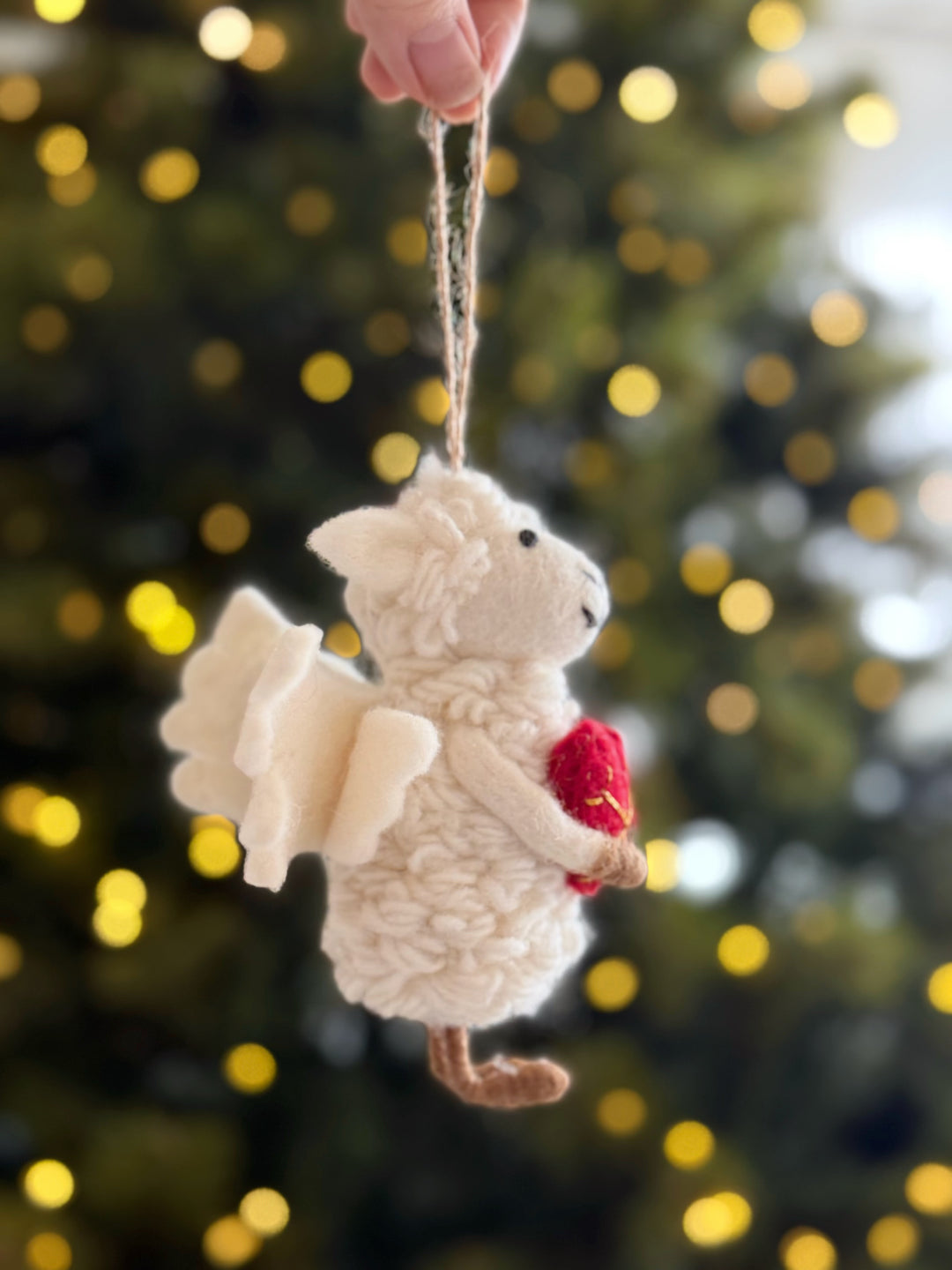 Sweetheart Angel Sheep Wool Felt Ornament