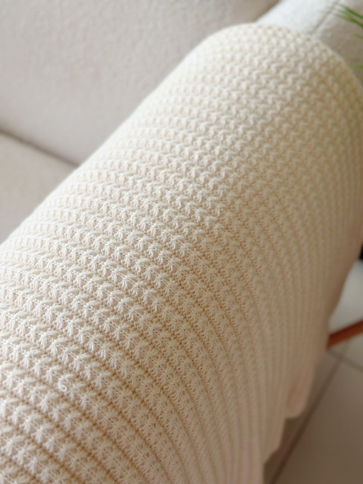 Cream Butterfly Knitted Throw
