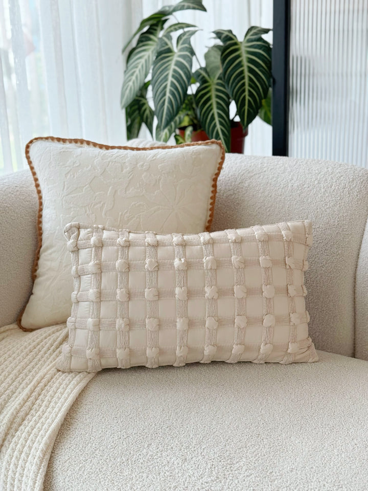 Bubble Grid Cream Latte Waist Cushion Cover